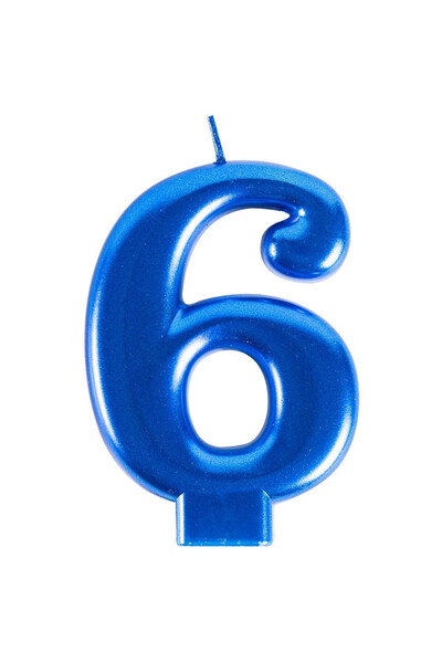 Свеча цифра 6 синяя