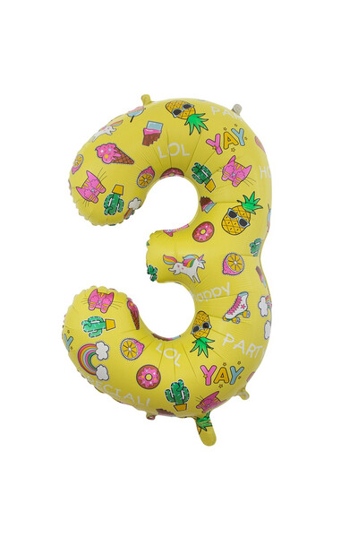 Шар цифра 3 Fashion желтая 82 см (32